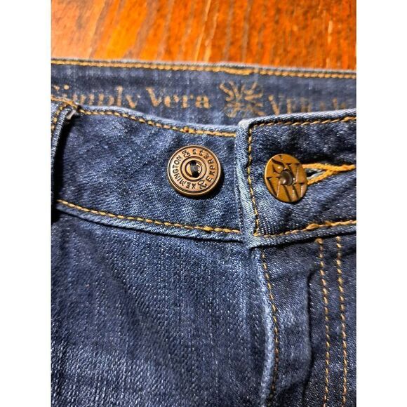 Size 4 Simply Vera Vera Wang Denim Blue Jeans Kemington Express Button - Picture 3 of 5